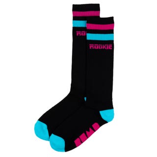 16'' Mid Calf Rookie x BUMP Rollerdisco Socks - Black/Pink